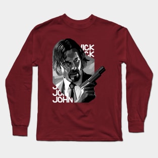 John Wick WPAP Black & white style Long Sleeve T-Shirt